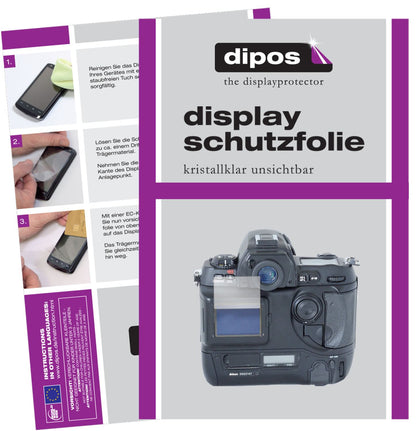 Klare Displayschutzfolie von dipos passend für Nikon D1, präziser Zuschnitt und blasenfrei montiert