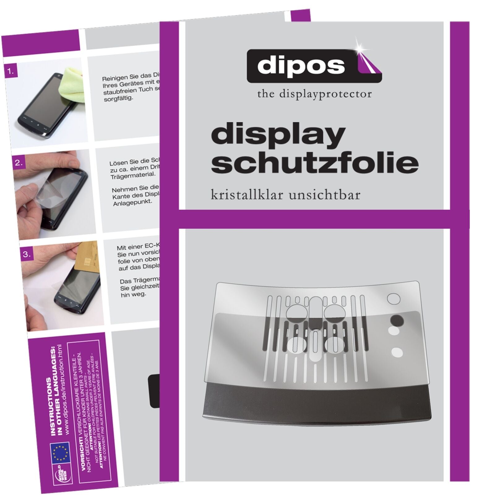 Klare Displayschutzfolie von dipos passend für NIVONA NICR 757 Tropfblech, präziser Zuschnitt und blasenfrei montiert