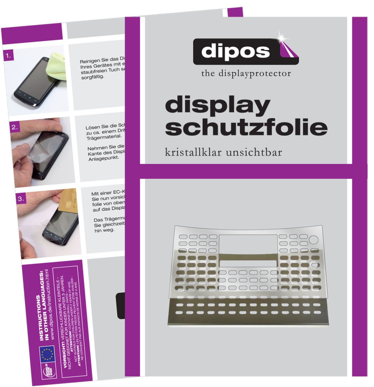 Klare Displayschutzfolie von dipos passend für NIVONA NICR 848 Tropfblech, präziser Zuschnitt und blasenfrei montiert