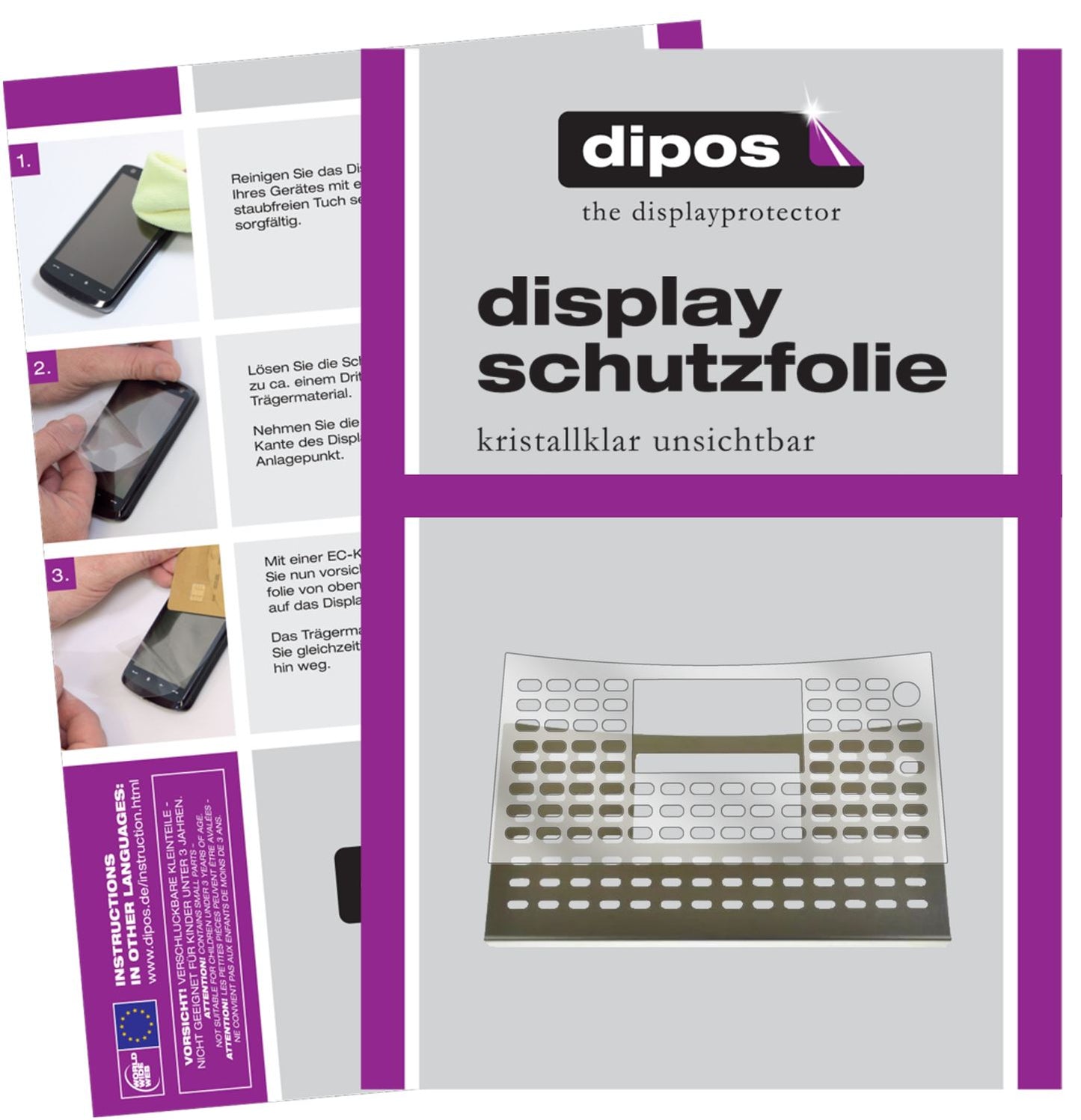 Klare Displayschutzfolie von dipos passend für NIVONA NICR 859 Tropfblech, präziser Zuschnitt und blasenfrei montiert