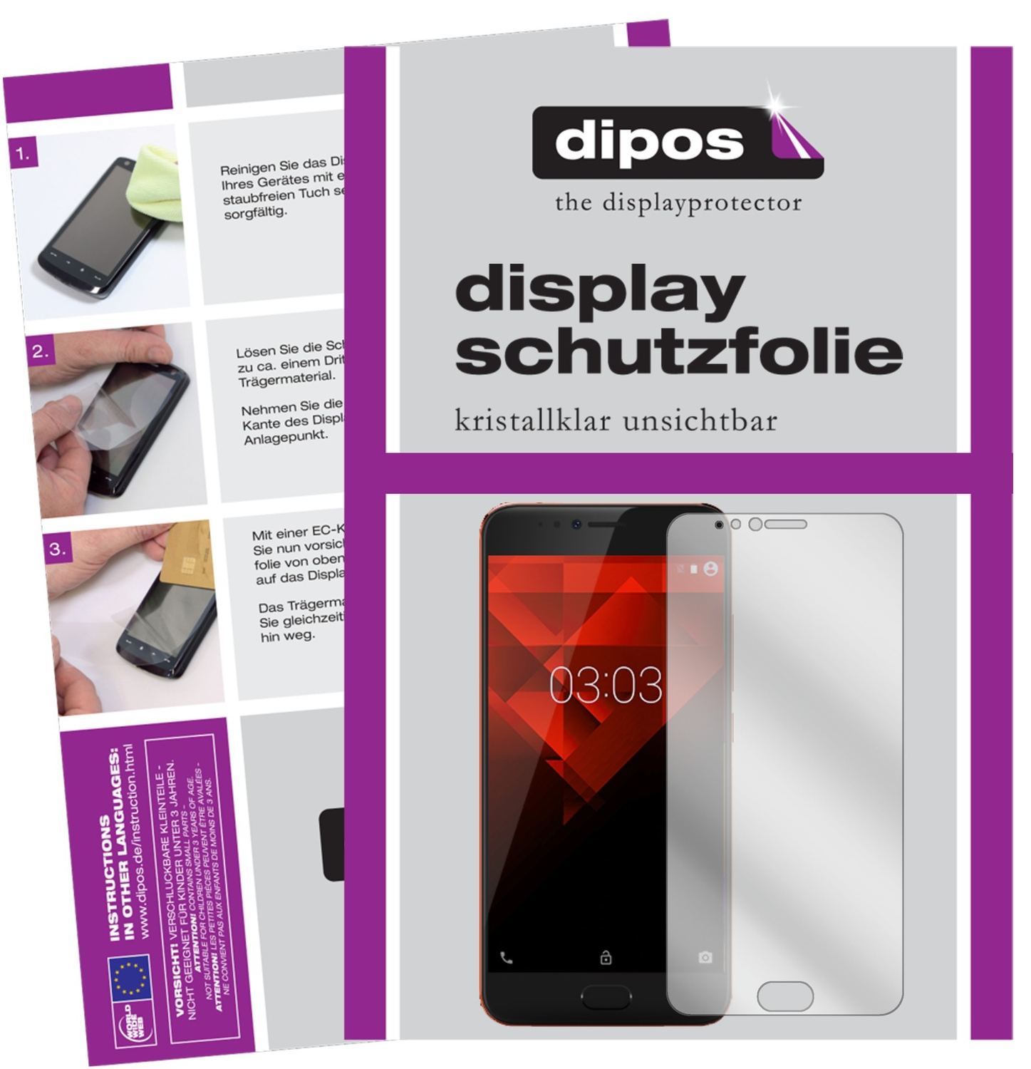 Klare Displayschutzfolie von dipos passend für NOA Element H10LE, präziser Zuschnitt und blasenfrei montiert
