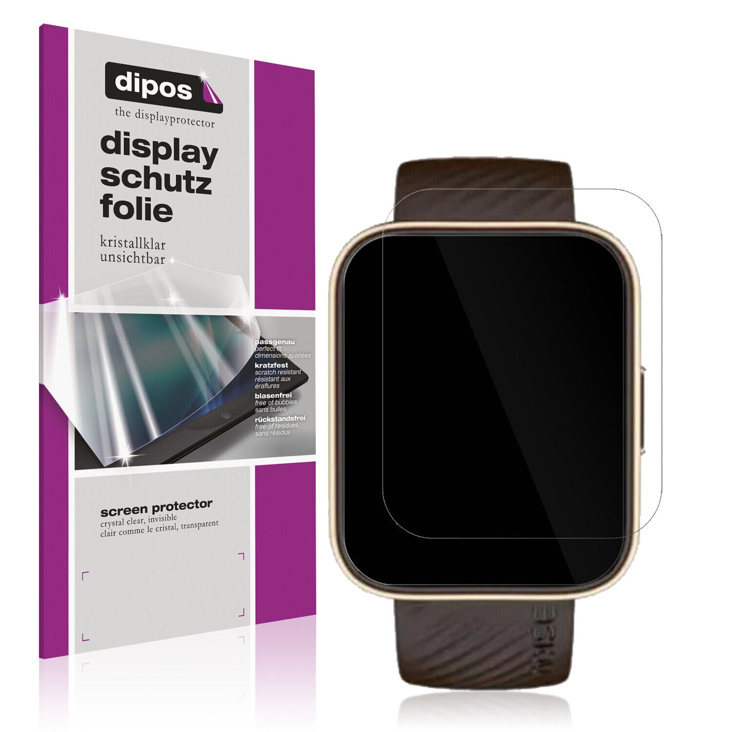 Klare Displayschutzfolie von dipos passend für Noise Colorfit Vision 2 Buzz, präziser Zuschnitt und blasenfrei montiert