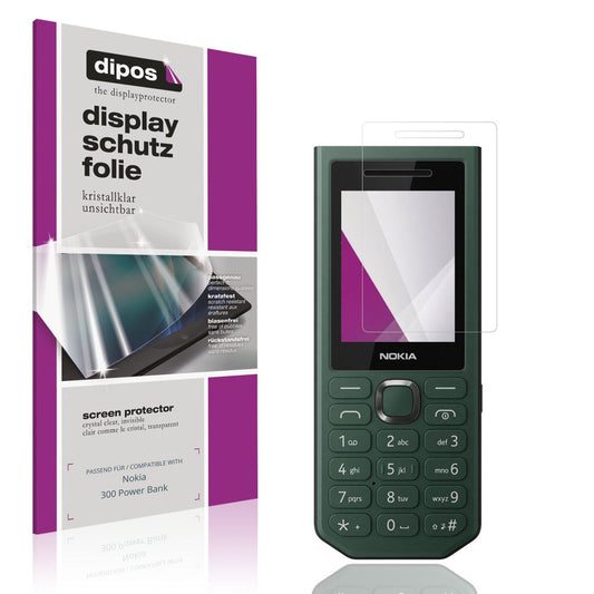 Klare Displayschutzfolie von dipos passend für Nokia 300 Power Bank, präziser Zuschnitt und blasenfrei montiert