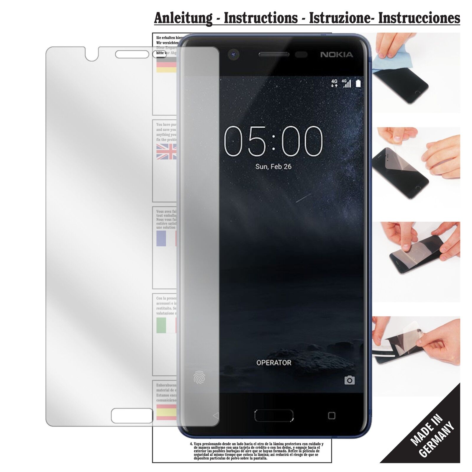 Klare Displayschutzfolie von dipos passend für Nokia 5, präziser Zuschnitt und blasenfrei montiert