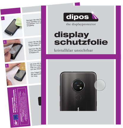 Klare Displayschutzfolie von dipos passend für Nokia 7.2 Kameralinse, präziser Zuschnitt und blasenfrei montiert