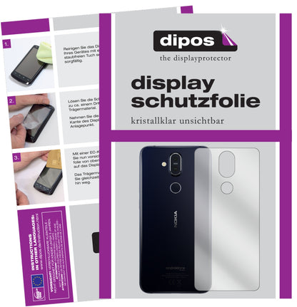 Klare Displayschutzfolie von dipos passend für Nokia 8.1 Rückseite, präziser Zuschnitt und blasenfrei montiert