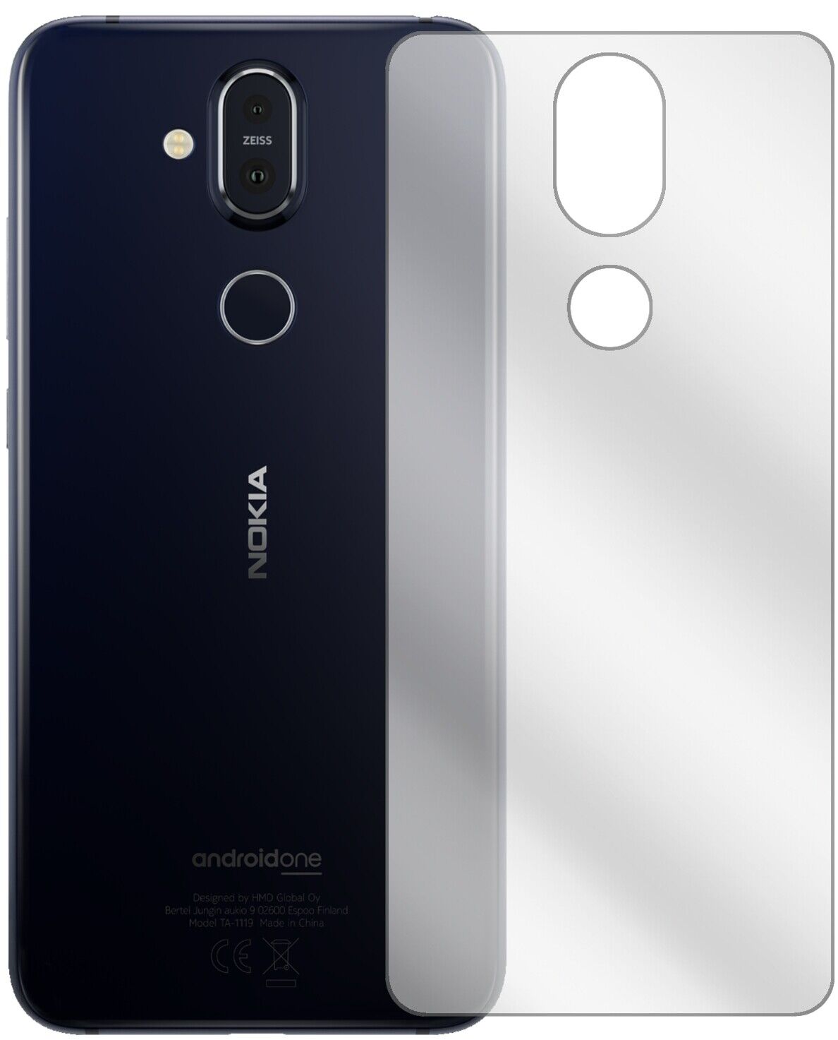 Klare Displayschutzfolie von dipos passend für Nokia 8.1 Rückseite, präziser Zuschnitt und blasenfrei montiert