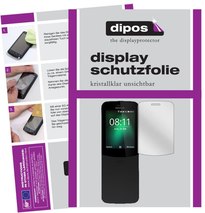 Klare Displayschutzfolie von dipos passend für Nokia 8110 4G, präziser Zuschnitt und blasenfrei montiert