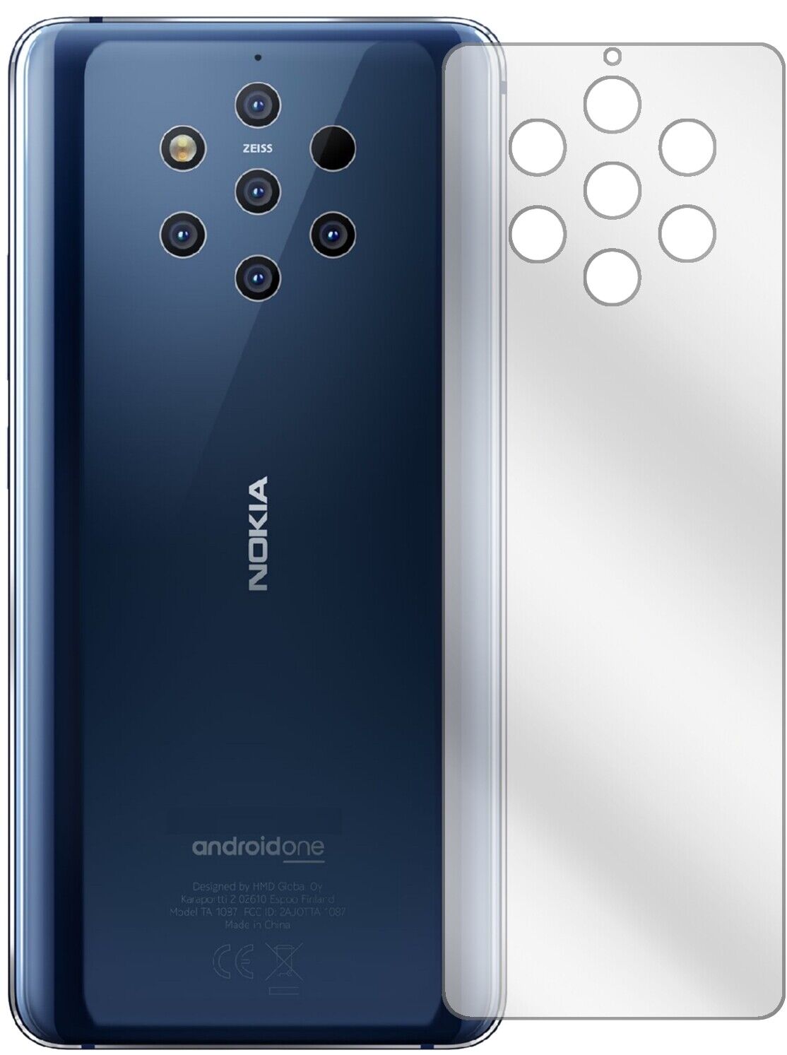 Klare Displayschutzfolie von dipos passend für Nokia 9 PureView Rückseite, präziser Zuschnitt und blasenfrei montiert