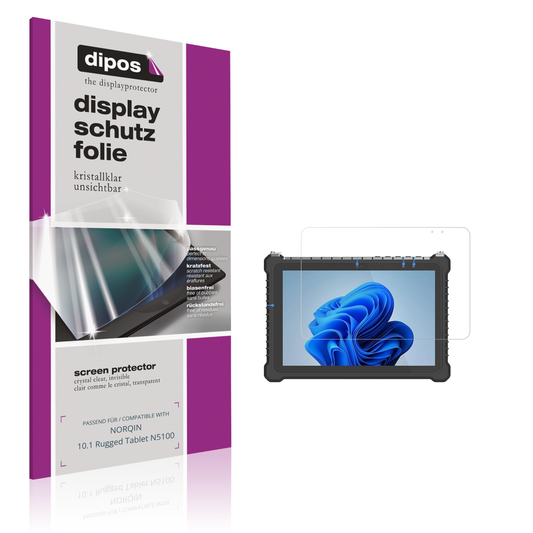 Klare Displayschutzfolie von dipos passend für NORQIN 10.1 Rugged Tablet N5100, präziser Zuschnitt und blasenfrei montiert