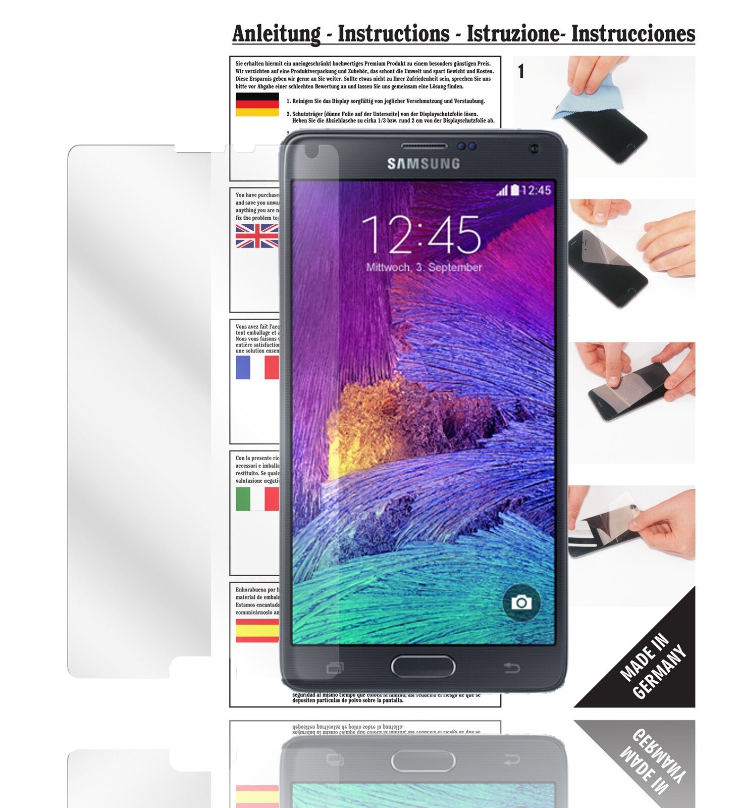 Klare Displayschutzfolie von dipos passend für Note 4 Samsung, präziser Zuschnitt und blasenfrei montiert