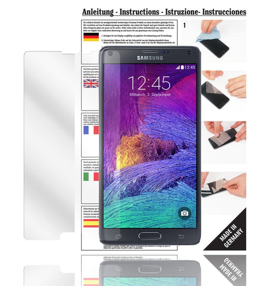 Klare Displayschutzfolie von dipos passend für Note 4 Samsung, präziser Zuschnitt und blasenfrei montiert