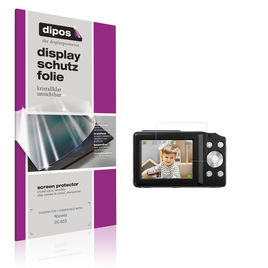 Klare Displayschutzfolie von dipos passend für Nsoela DC403, präziser Zuschnitt und blasenfrei montiert