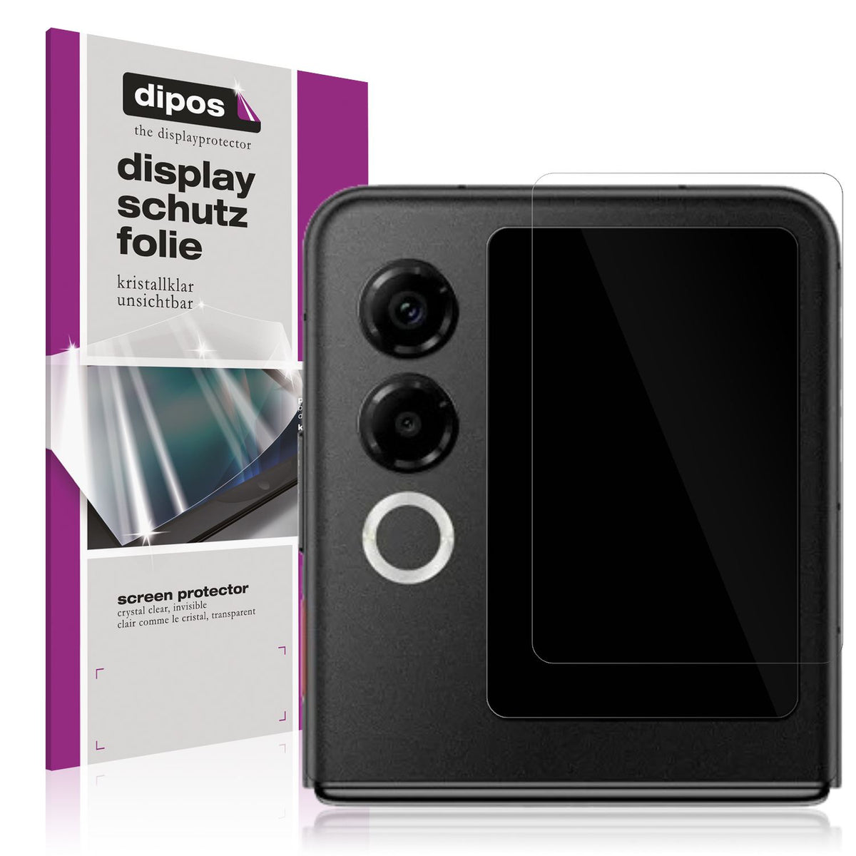 Klare Displayschutzfolie von dipos passend für Nubia ZTE Flip 2 5G Außenseite, präziser Zuschnitt und blasenfrei montiert