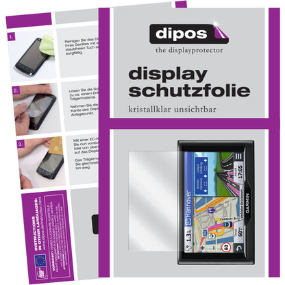 Klare Displayschutzfolie von dipos passend für nüvi 67 LMT / 68 LMT Garmin, präziser Zuschnitt und blasenfrei montiert