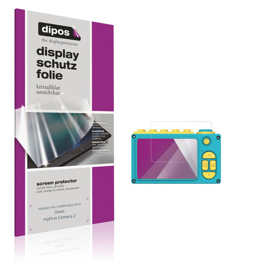Klare Displayschutzfolie von dipos passend für Oaxis myFirst Camera 2, präziser Zuschnitt und blasenfrei montiert