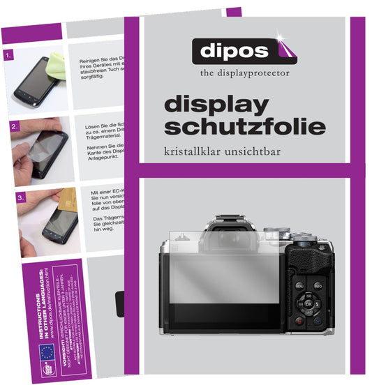Klare Displayschutzfolie von dipos passend für Olympus OM-D E-M10 Mark IV, präziser Zuschnitt und blasenfrei montiert