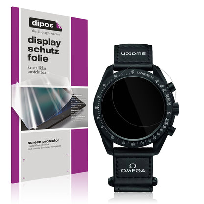 Klare Displayschutzfolie von dipos passend für Omega x Swatch Speedmaster Moonswatch, präziser Zuschnitt und blasenfrei montiert