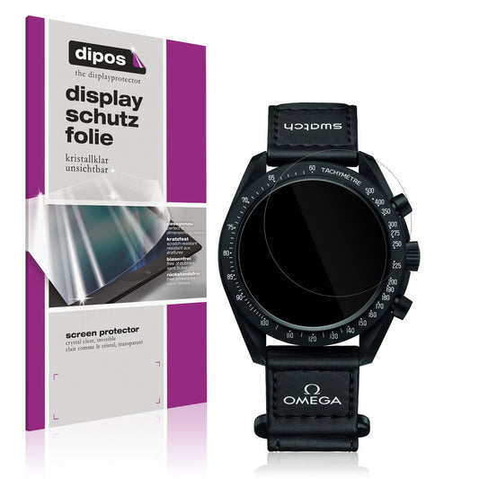Klare Displayschutzfolie von dipos passend für Omega x Swatch Speedmaster Moonswatch, präziser Zuschnitt und blasenfrei montiert