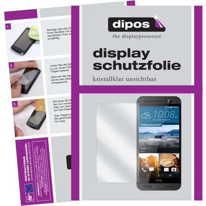 Klare Displayschutzfolie von dipos passend für One M9 Plus HTC, präziser Zuschnitt und blasenfrei montiert