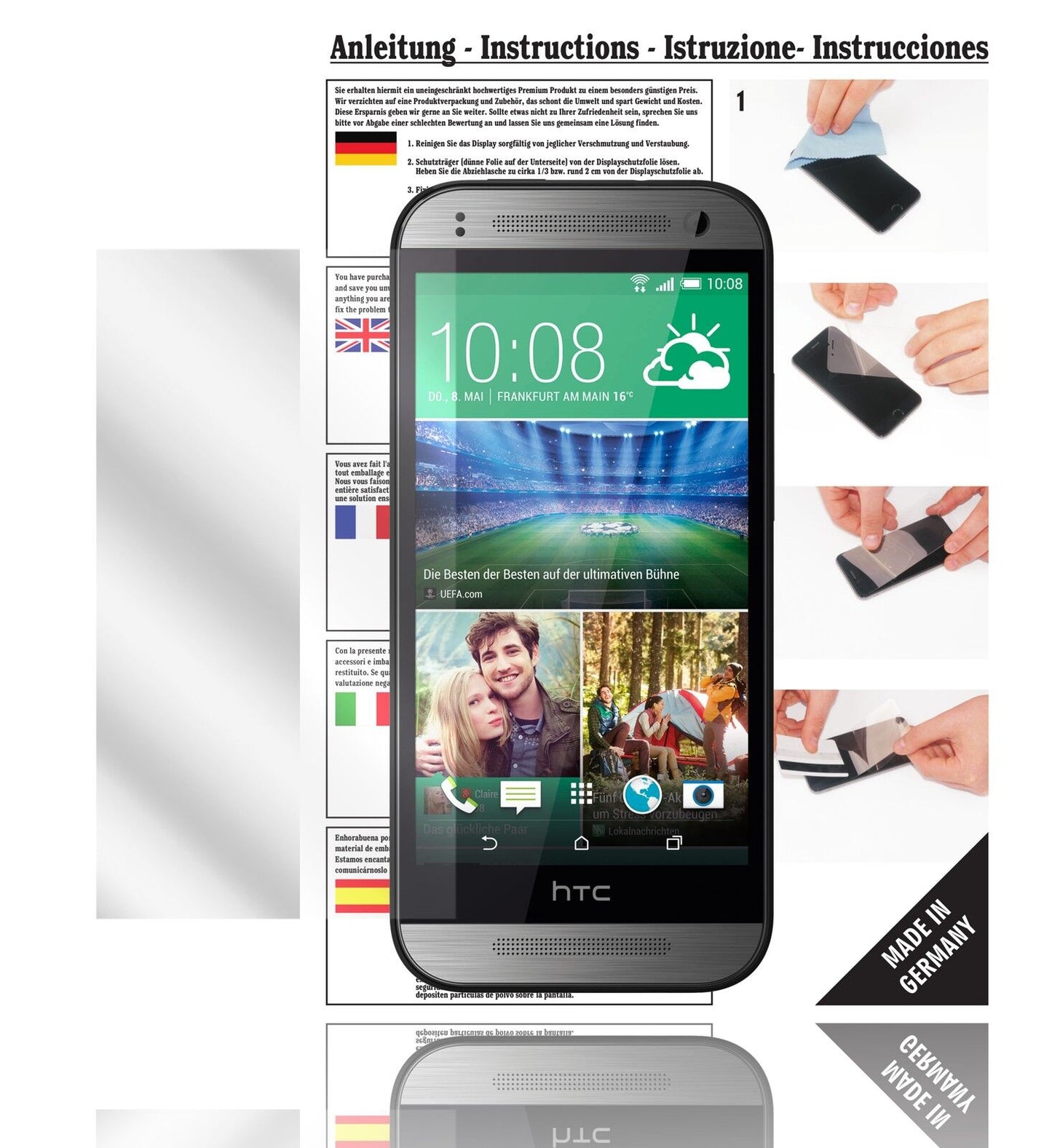 Klare Displayschutzfolie von dipos passend für One Mini 2 HTC, präziser Zuschnitt und blasenfrei montiert
