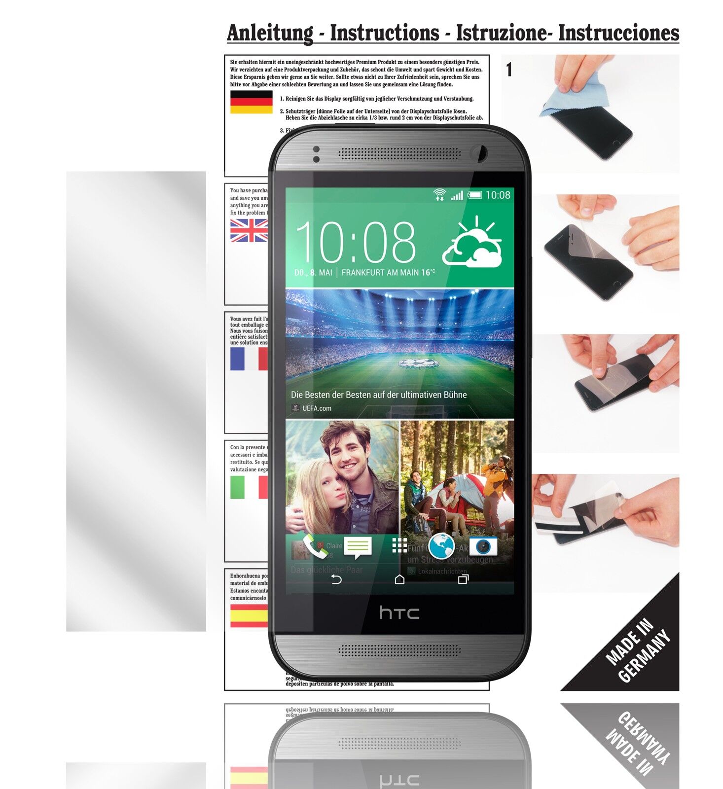Klare Displayschutzfolie von dipos passend für One Mini 2 HTC, präziser Zuschnitt und blasenfrei montiert