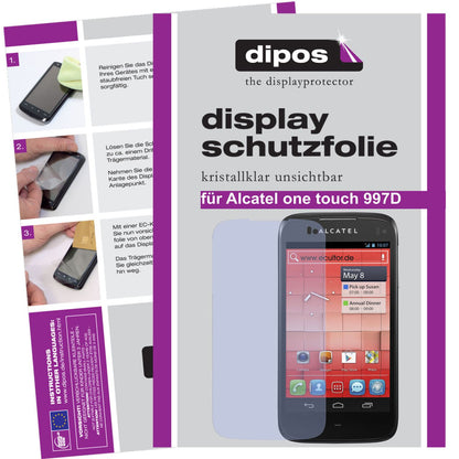 Klare Displayschutzfolie von dipos passend für One Touch 997D Alcatel, präziser Zuschnitt und blasenfrei montiert
