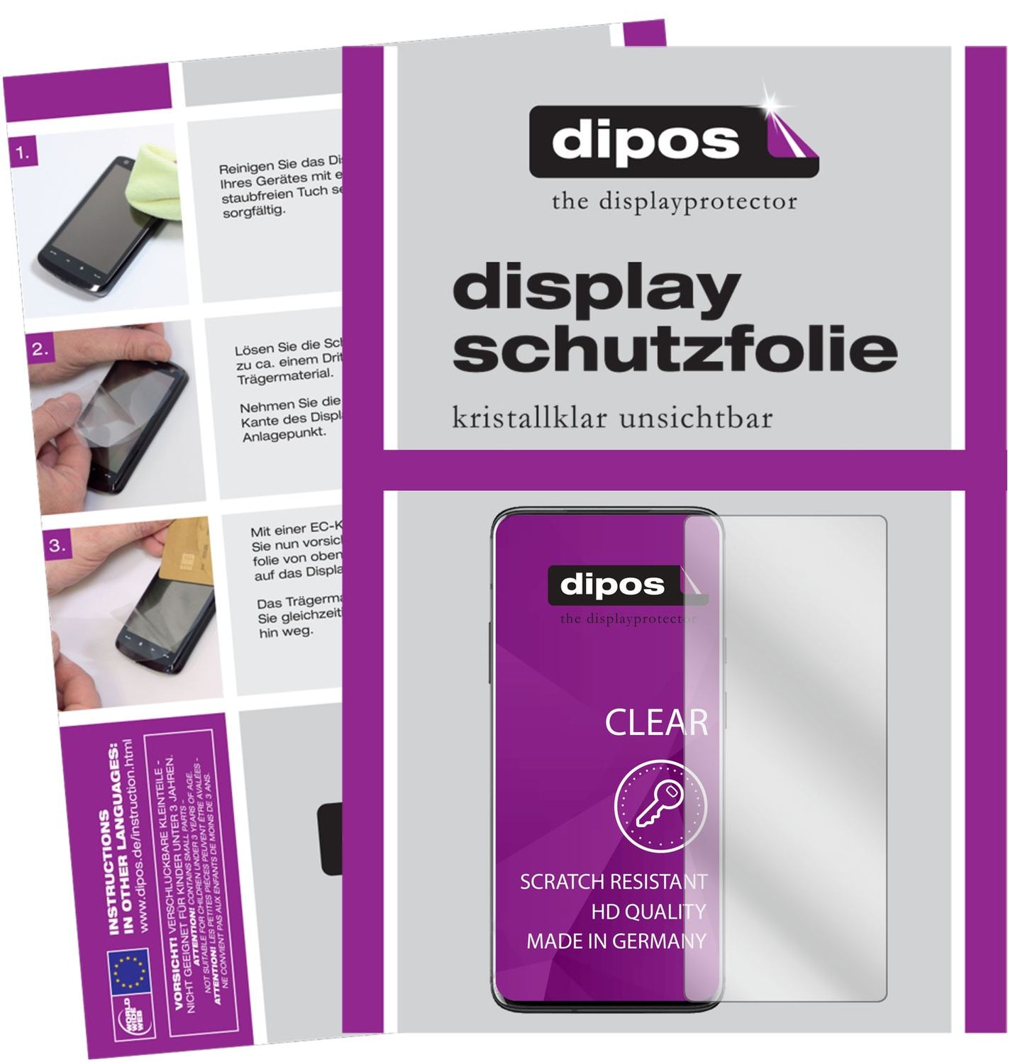 Klare Displayschutzfolie von dipos passend für OnePlus 7 Pro 5G, präziser Zuschnitt und blasenfrei montiert