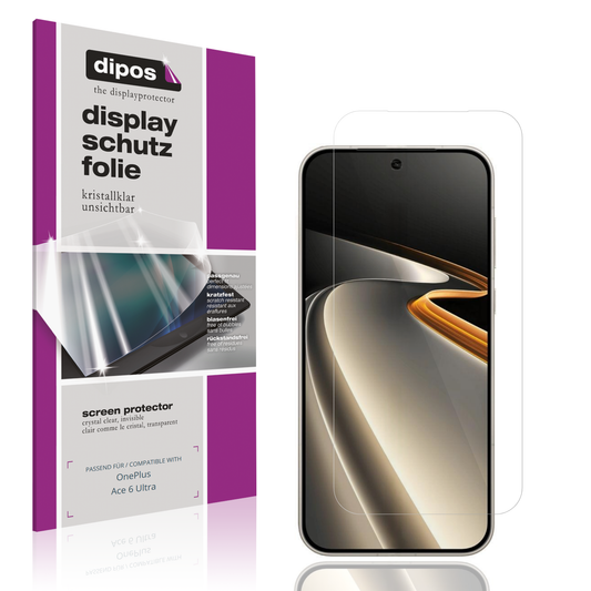 Klare Displayschutzfolie von dipos passend für OnePlus Ace 6 Ultra, präziser Zuschnitt und blasenfrei montiert