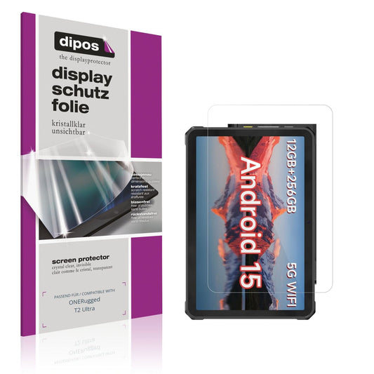 Klare Displayschutzfolie von dipos passend für ONERugged T2 Ultra, präziser Zuschnitt und blasenfrei montiert