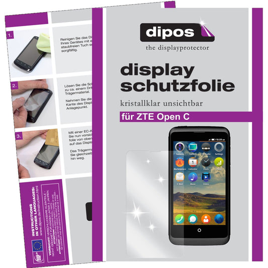 Klare Displayschutzfolie von dipos passend für Open C ZTE, präziser Zuschnitt und blasenfrei montiert