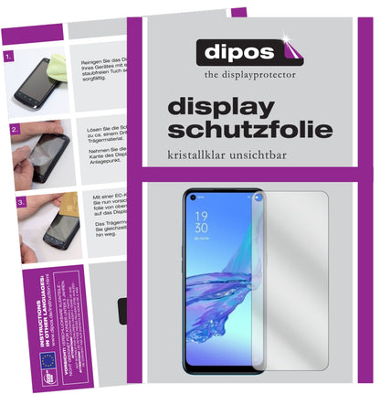 Klare Displayschutzfolie von dipos passend für Oppo A53 (2020), präziser Zuschnitt und blasenfrei montiert