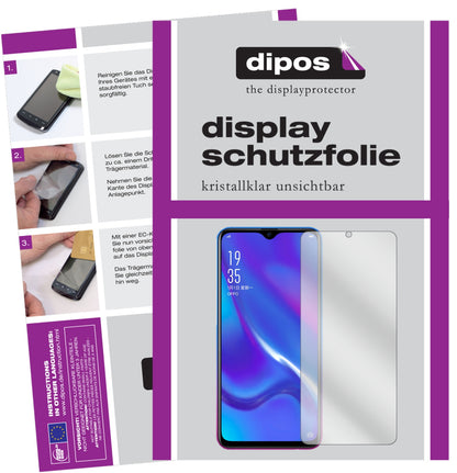 Klare Displayschutzfolie von dipos passend für Oppo K1, präziser Zuschnitt und blasenfrei montiert