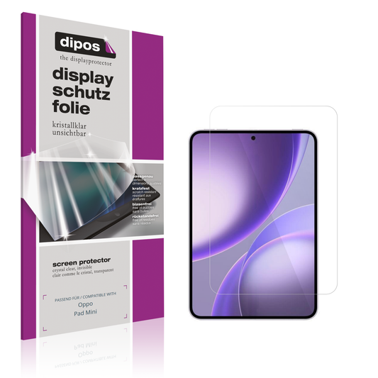 Klare Displayschutzfolie von dipos passend für Oppo Pad Mini, präziser Zuschnitt und blasenfrei montiert