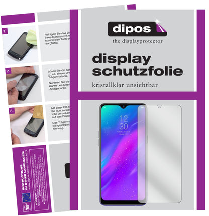 Klare Displayschutzfolie von dipos passend für Oppo Realme 3 Pro, präziser Zuschnitt und blasenfrei montiert