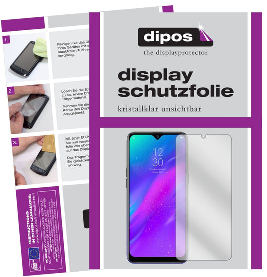Klare Displayschutzfolie von dipos passend für Oppo Realme 3 Pro, präziser Zuschnitt und blasenfrei montiert