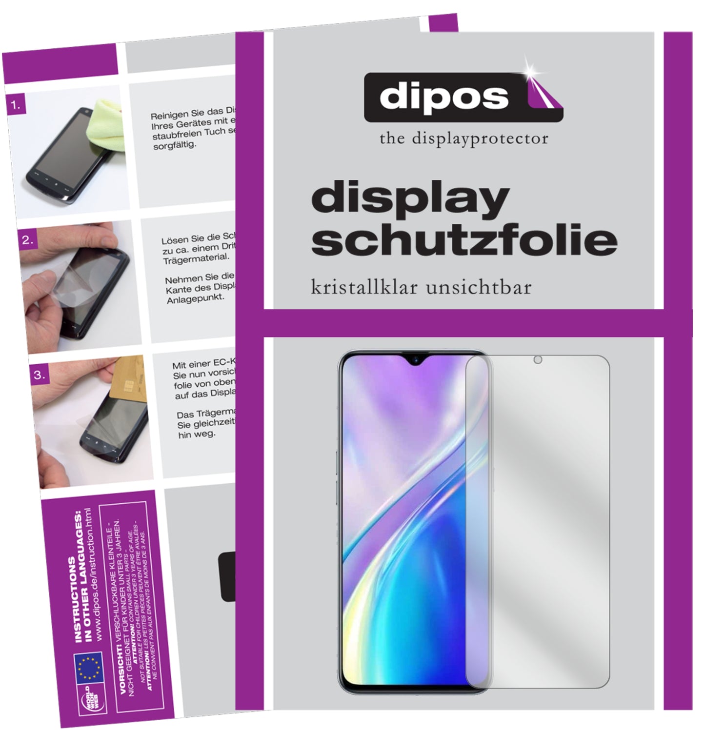 Klare Displayschutzfolie von dipos passend für Oppo Realme 6i, präziser Zuschnitt und blasenfrei montiert
