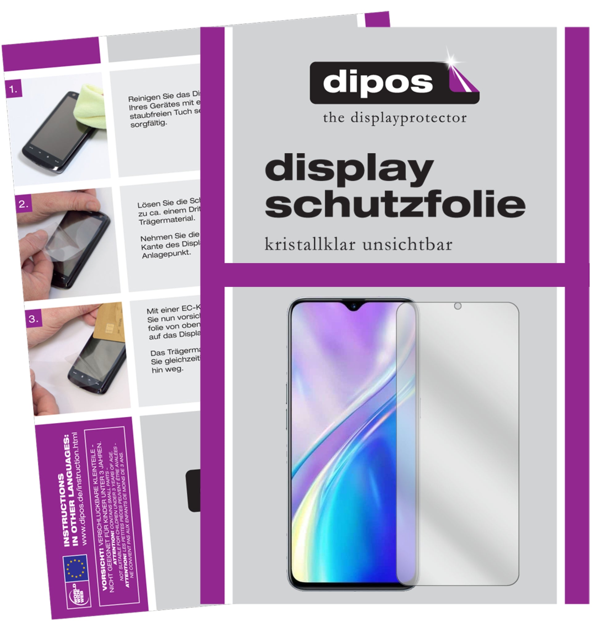 Klare Displayschutzfolie von dipos passend für Oppo Realme 6i, präziser Zuschnitt und blasenfrei montiert
