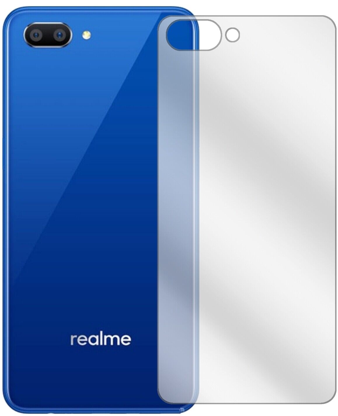 Klare Displayschutzfolie von dipos passend für Oppo Realme C1 Rückseite, präziser Zuschnitt und blasenfrei montiert