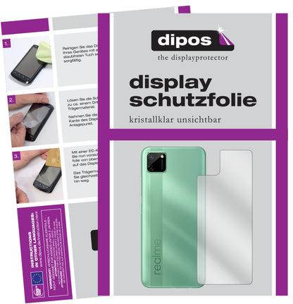 Klare Displayschutzfolie von dipos passend für Oppo Realme C11 Rückseite, präziser Zuschnitt und blasenfrei montiert