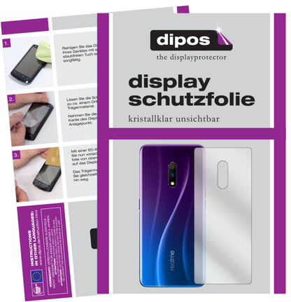 Klare Displayschutzfolie von dipos passend für Oppo Realme X Rückseite, präziser Zuschnitt und blasenfrei montiert