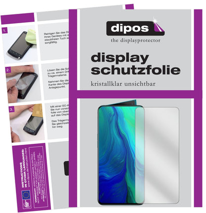 Klare Displayschutzfolie von dipos passend für Oppo Reno 10X Zoom, präziser Zuschnitt und blasenfrei montiert
