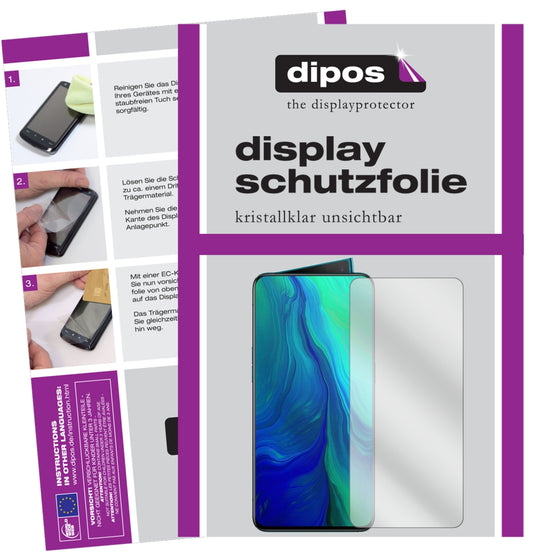 Klare Displayschutzfolie von dipos passend für Oppo Reno 10X Zoom, präziser Zuschnitt und blasenfrei montiert