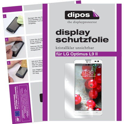 Klare Displayschutzfolie von dipos passend für Optimus L9 2 LG, präziser Zuschnitt und blasenfrei montiert