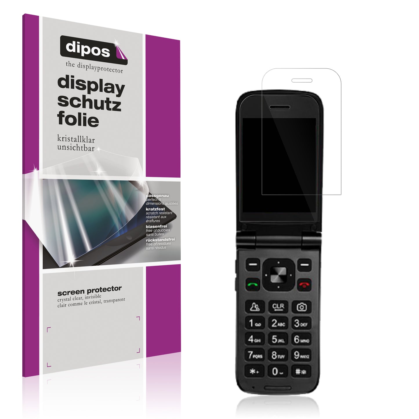 Klare Displayschutzfolie von dipos passend für Orbic Journey R 4G, präziser Zuschnitt und blasenfrei montiert