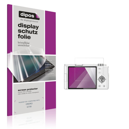 Klare Displayschutzfolie von dipos passend für ORDRO G730, präziser Zuschnitt und blasenfrei montiert
