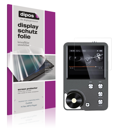 Klare Displayschutzfolie von dipos passend für Ouitble Hi Res MP3-Player, präziser Zuschnitt und blasenfrei montiert