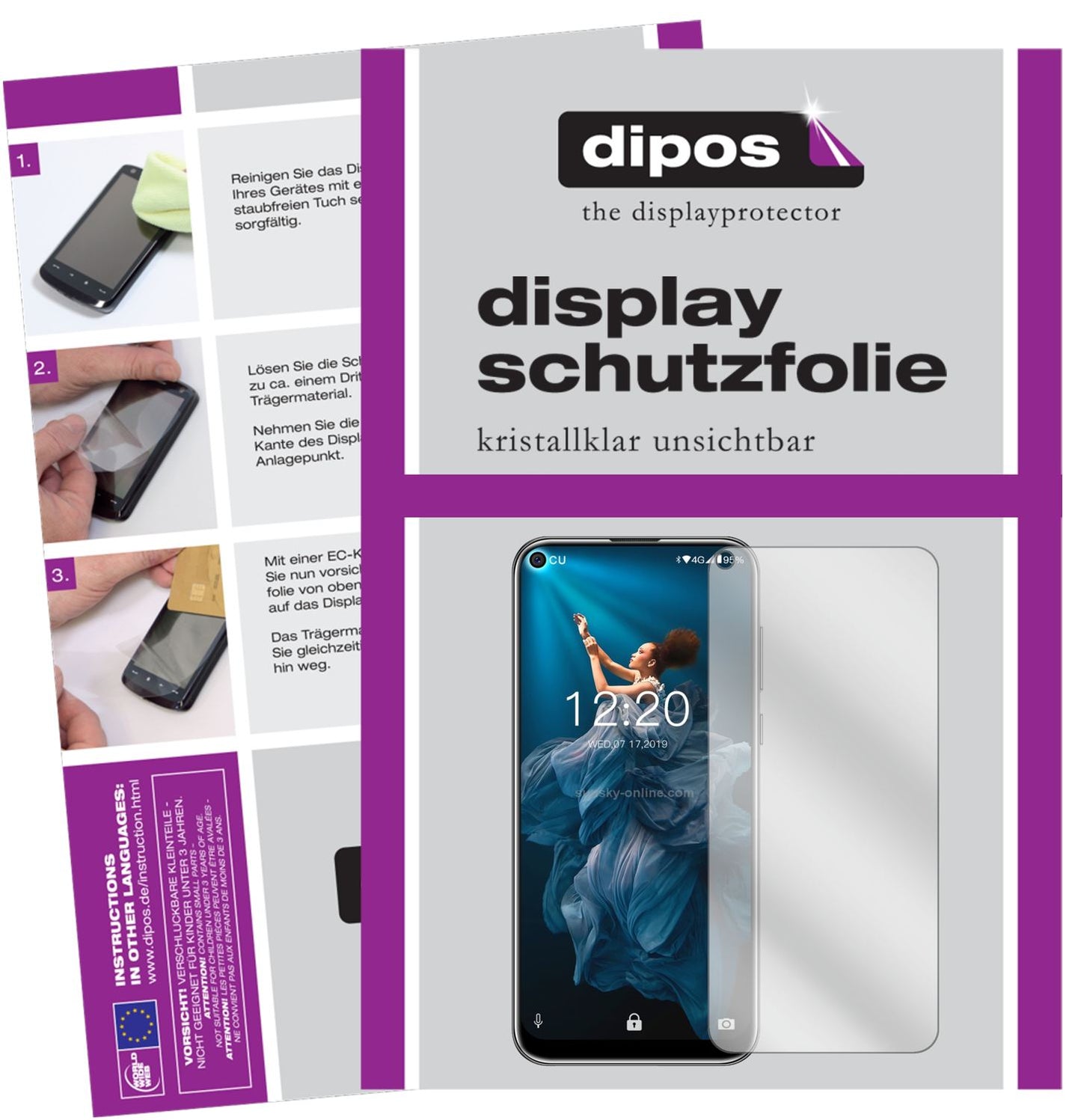 Klare Displayschutzfolie von dipos passend für Oukitel C17 Pro, präziser Zuschnitt und blasenfrei montiert