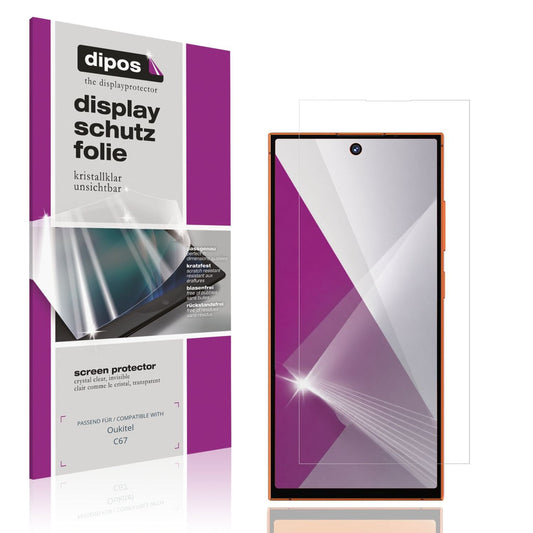 Klare Displayschutzfolie von dipos passend für Oukitel C67, präziser Zuschnitt und blasenfrei montiert