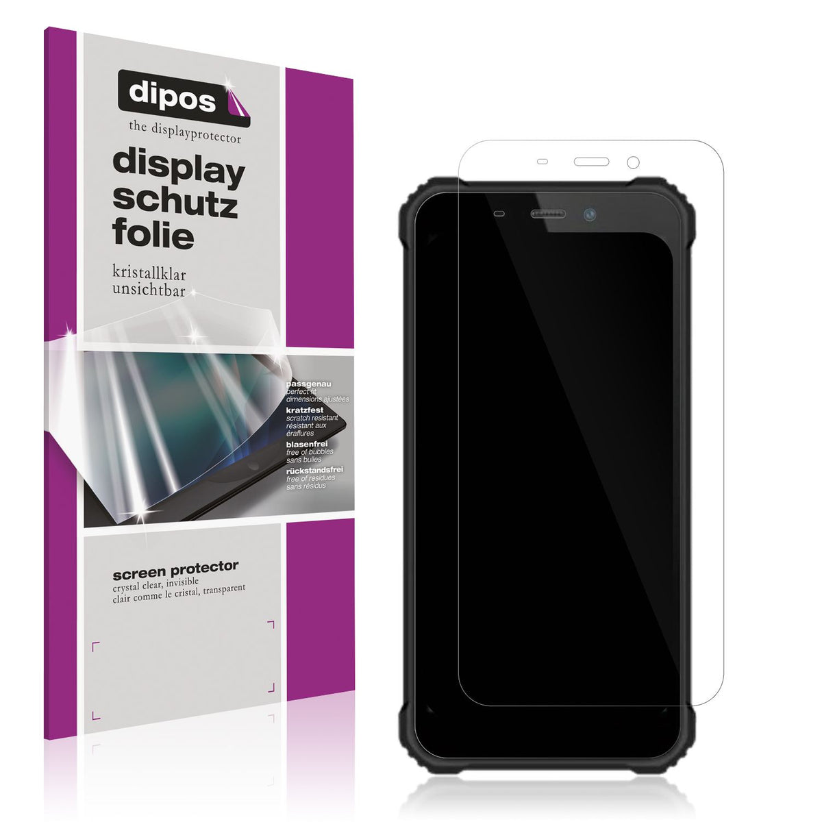 Klare Displayschutzfolie von dipos passend für Oukitel G5, präziser Zuschnitt und blasenfrei montiert